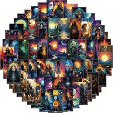 78 piezas Conjunto de pegatinas de tarjetas de tarot fantásticas, calcomanías estéticas para botellas, computadoras, cuadernos, equipaje, teléfonos y patinetas, pegatinas de dibujos animados de formas irregulares y autoadhesivas - Multicolor - Ver 1