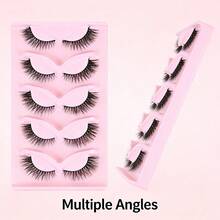20 Pairs Cute Natural Eyelashes, Imitation Mink Fur False Lashes, Soft Comfortable, Enhance Eye Charm, Work Dates - 黑色 - 查看 6