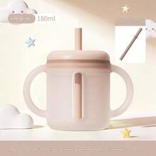 1pc 120ml Baby Silicone Drinking Cup, Anti-Drop Straw Training Cup For Toddlers - Pink - View 12