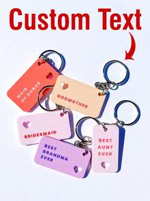 Llavero personalizado con nombre: Regalo personalizado para dama de honor, tía, abuela, llavero de acrílico personalizado: Grabado con amor, regalo del Día de San Valentín - Llavero de corazón cuadrado - Ver 1