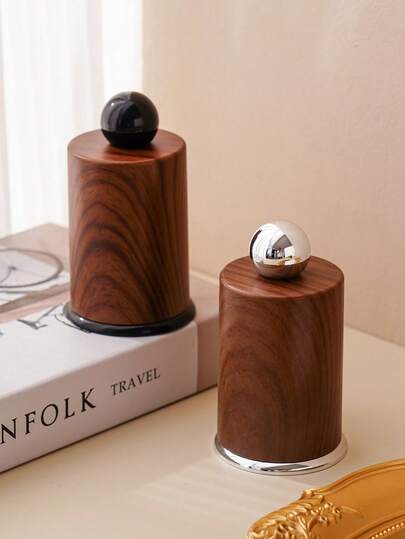 1 Wood-Grained Toothpick Box, Multi-Functional Storage Box, Cotton Swab Box, Toothpick Box, Dental Floss Box, Suitable For Bedrooms, Living Room, Dining Room, Kitchen, Bathroom, Etc.