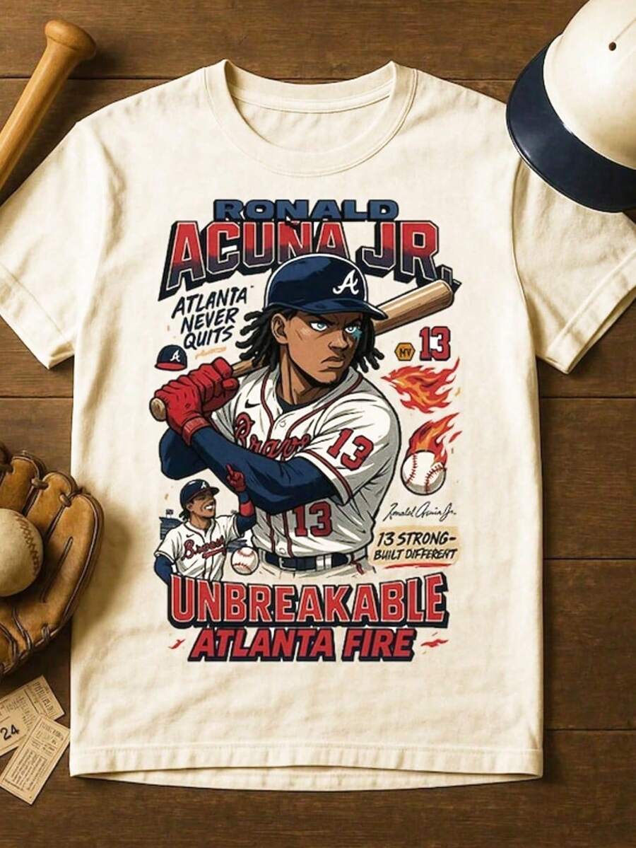 RonaldAcua Jr Braves Shirt Anime Bootleg Style Retro Baseball TeeVintage 90s Collector Graphic Sweatshirt Gift For Fans - 白色 - 查看 1