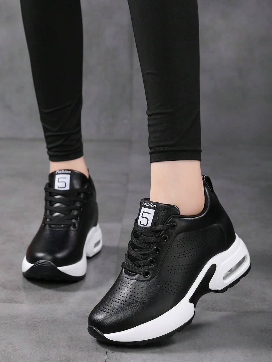 [Comfortable Sports Shoes] Women's Lightweight & Comfortable Ladies' Sports Shoes With Built-In Height Increase | Versatile For Outdoor Activities - Black - View 1