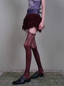 New Lace Pattern Suspender Stockings, Hollow Out Fishnet Sexy Pantyhose - Multicolor - View 4