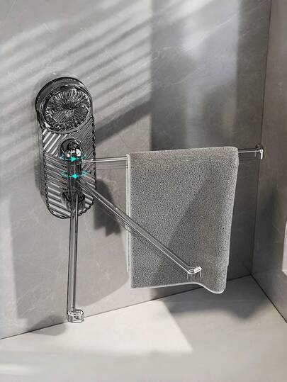 1pc Silver Chrome Suction Cup Towel Rack, Modern Luxury Style Stainless Steel Material Foldable 4-Bar Design, No-Drill Strong Adhesive Wall Mount, Space-Saving Towel Holder For Bathroom & Kitchen, Ideal For Housewarming Gifts & Daily Use
