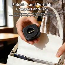 حامل هاتف مغناطيسي قابل للتدوير بتصميم قابل للطي وتلسكوبي، مصنوع من مادة ABS، مثالي للاستخدام المحمول في السيارة/السفر - الأسود - مشاهدة 3