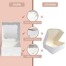30 Pack 6x6x3 Bakery Boxes With Window – Small Cookie Boxes For Gift Giving – Treat Boxes For Small Cake, Pastry, Strawberries, Dessert, Candy, Charcuterie, Baked Goods And Food (White) - 白色 - 查看 5