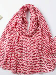 1pc Metallic Heart Printed Cotton Scarf, Suitable For Travel And Vacation, Sun Protection - Multicolor - View 8