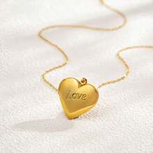 Customized Picture Necklace, Love Heart Photo Frame Picture Box Necklace, Stainless Steel Women's Fashionable And Openable DIY Picture Pendant Necklace - 彩色 - 查看 4