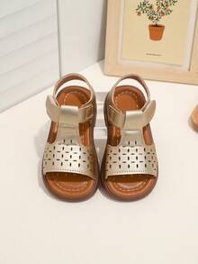 1双女婴时尚凉鞋，休闲百搭防滑橡胶底婴儿连衣裙凉鞋 - 玫瑰金 - 查看 2