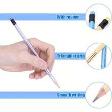 60/30/20/10/5pcs Random Color Wooden Pencils With Erasers, HB Student Pencils For Writing, Office And Drawing, Random Color Erasers, Back To School - Multicolor - View 2