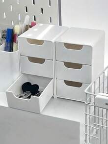 3-Layer Drawer Storage Box, Used For Storing Jewelry, Hair Accessories, Earrings And Small Items, Furniture Office Study Desk Organizer, Jewelry Storage Box, Drawer-Style Cosmetic Organizer, Bedroom Decor Desk Organizer, Home Desk Drawer Storage, Suitable For Women - Multicolor - View 8