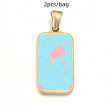 2个/包 不锈钢长方形塔罗牌吊坠,方形直立吊坠,独特小众珠宝配件,DIY珠宝制作组件 - 彩色 - 查看 15
