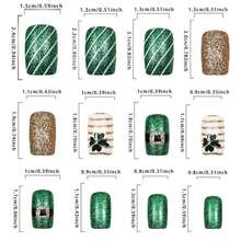 24Pcs St. Patrick'S Day Press On Nails Medium Square Fake Nails Gold Green Glitter Shamrock Design Acrylic Nails Full Cover Glue On Nails Irish False Nails Stick On Nails For Women Nail Decoration - Màu xanh bụi bặm - Xem 4