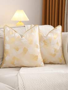 1/2 vỏ gối trang trí màu vàng, chất liệu giả lụa dệt jacquard, kiểu dáng cổ điển sang trọng, phù hợp cho phòng khách kiểu nhà nông thôn, mùa xuân/hè. - Hoa hồng vàng - Xem 7