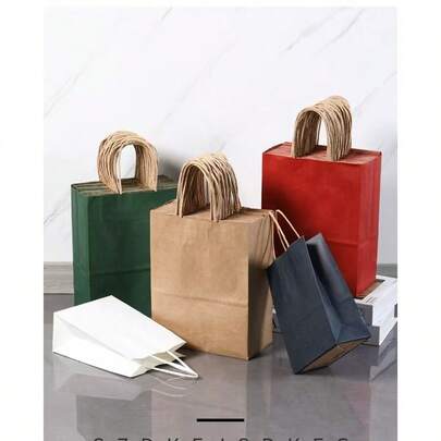 6pcs Kraft Paper Tote Bags - Multipurpose Shopping Bags, Retail, Small Business Supplies, Party Favors, Jewelry Display Packaging