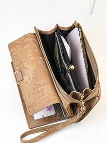 MINGYOU Soft Litchi Grain Handbag & Multifunctional Wallet For Women Money Wallet Purse Wallet Long Wallet Wristlet Wallet - Brown - View 5