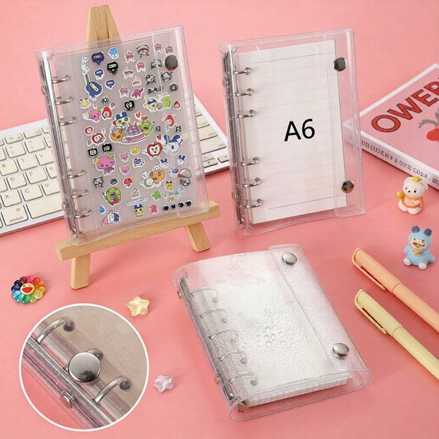 1pc Portable Transparent Loose-Leaf Binder, Transparent Sticker Book Loose-Leaf Binder, Photo Album Sticker Loose-Leaf Binder, Sticker Book, Photo Storage Bag, Weekly Planner Loose-Leaf Binder, Monthly Planner Loose-Leaf Binder, Planner, Notebook, Office Supplies