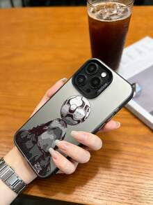 足球图案手机壳，灰色墨水风格，足球印花设计，兼容 13/16/17/15/14/13/12/11及三星系列手机，酷炫足球风格防摔保护壳 - 灰色 - 查看 4