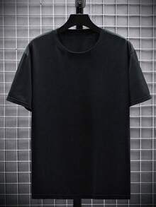 Áo thun nam cỡ lớn in họa tiết hoa kiểu Anh sáng tạo, cổ tròn, tay ngắn, thích hợp mặc đi làm, mùa hè. - màu đen - Xem 3