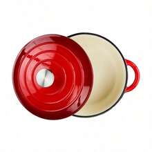 Cast Iron Frying Pan With Lid Diameter 24 Cm For All Heat Sources Red - Red - View 4