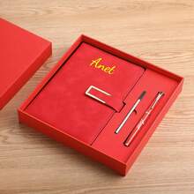 Juego de regalo de cuaderno personalizado A5, incluye cuaderno + bolígrafo + recambio + caja de regalo. El cuaderno y el bolígrafo se pueden personalizar con el texto deseado. Disponible en unidad o en set - Juego de cuadernos con hebilla en forma de U - Ver 3