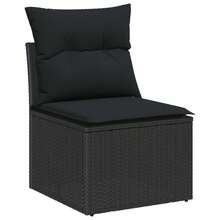 vidaXL 10-Teiliges Garten-Sofa-Set Mit Kissen, Schwarz Poly-Rattan - Noir - Voir 5