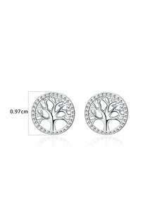 1 Pair S925 Sterling Silver Life Tree Round Stud Earrings, Fashionable & Fresh Elegant, Suitable For Daily Wear, Versatile & Exquisite Earrings Gift - Tree - View 8