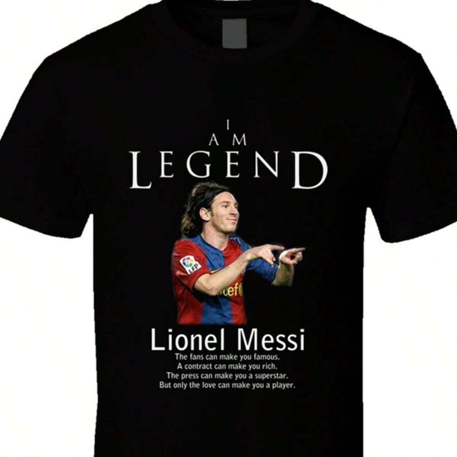 Lionels Messis Argentina Legend Soccer Futbol T Shirt. - 黑色 - 查看 1