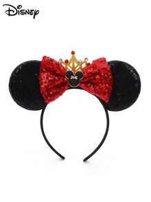 Disney 1个迪士尼卡通可爱蝴蝶结发箍，游乐园装饰米奇耳朵发箍，红色公主米奇耳朵发饰，适合迪士尼乐园、主题派对、生日，经典角色设计，情人节礼物佳选 - 彩色 - 查看 2
