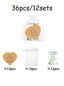 1/3/18/36件套婚礼宾客礼品心形杯垫，含收纳袋和感谢卡，适合婚礼派对或周年纪念日，散装心形杯垫、感谢卡、丝绸袋婚礼回礼 - 多色 - 查看 15