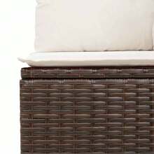vidaXL Garden Sofa Set With Cushions 9 Pcs Brown And Cream Poly-Rattan - Yellow - View 9