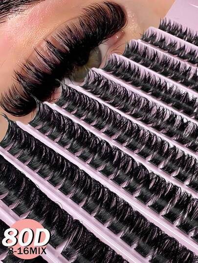 200 Pieces Of Clustered False Eyelashes, 8mm-16mm D-Shaped Curl, Single Grafting, Thick Type, Easy To Apply Makeup, Creating A Natural And Thick DIY Eyelash Effect. Suitable For Novices To Use At Home, Eyelash Clusters, False Eyelashes, Single False Eyelashes, Eyelashes, False Eyelashes
