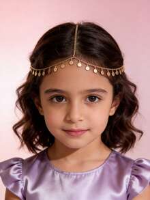 Fashionable Bohemian Style Round Pendant Series Tassel Gold & Silver Alloy Chain Crystal Headband. Exquisite Jewelry. Suitable For Girls To Wear At Parties, Festivals, Ramadan Occasions And Daily Life, Also Can Be Used As Learning Supplies, Girls Can Also Wear. - Multicolor - View 5