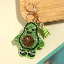 1个红色水钻牛油果企鹅流苏钥匙扣汽车挂件 - 綠色 - 查看 4