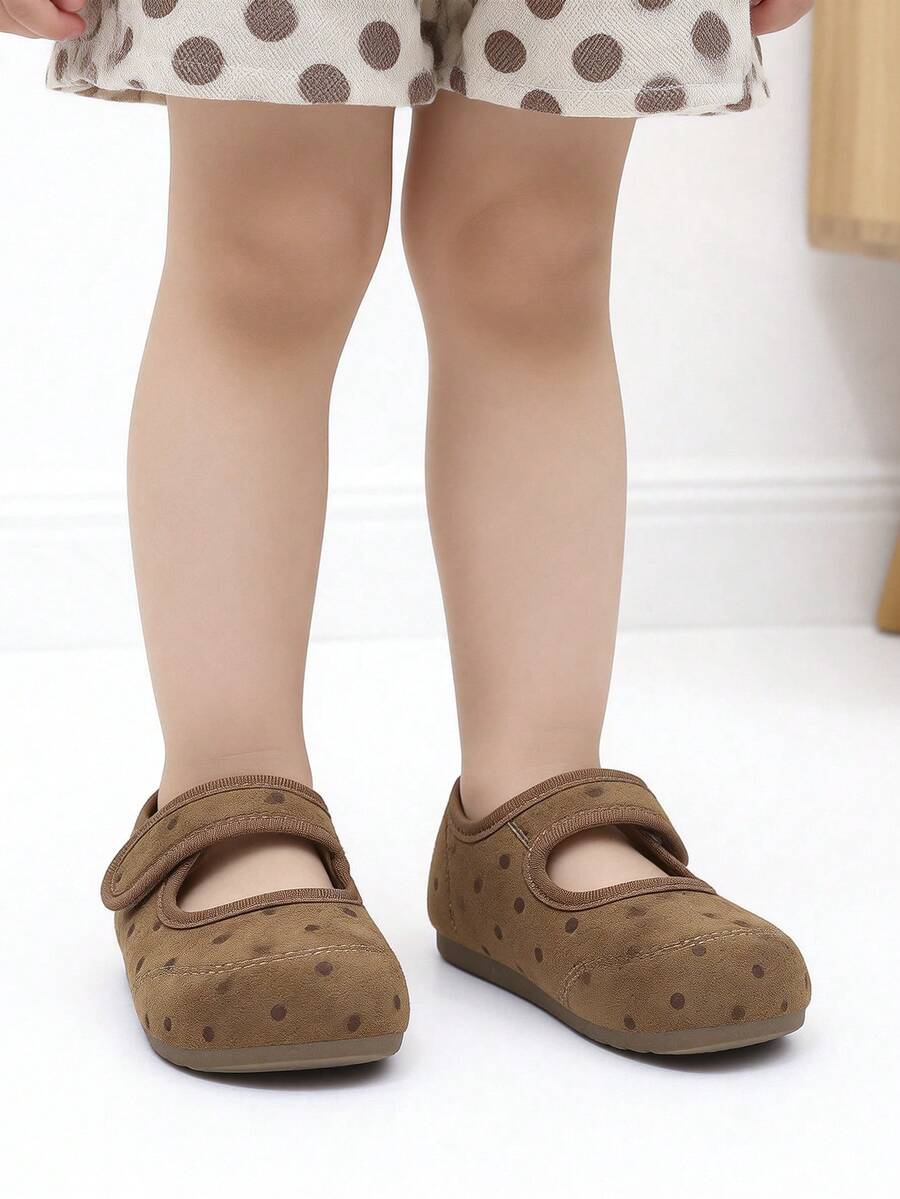 1 Pair Spring/Summer New Baby Flat Shoes, Solid Color Suede Design Princess Style Shoes, Unisex Toddler Solid Color Hook And Loop Casual Shoes Suitable For Outdoor Wear