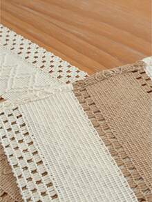 1pc Bohemian Style Tablecloth, Home Dining Table Decor Table Runner, Farmhouse Vintage Tablecloth Decor, Suitable For Living Room, Holidays, Bridal Shower Gifts - Khaki - View 8