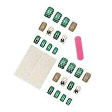 24Pcs St. Patrick'S Day Press On Nails Medium Square Fake Nails Gold Green Glitter Shamrock Design Acrylic Nails Full Cover Glue On Nails Irish False Nails Stick On Nails For Women Nail Decoration - Màu xanh bụi bặm - Xem 6