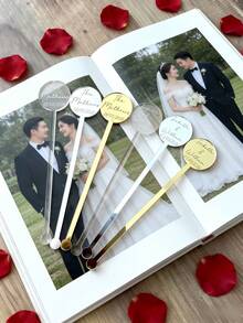 10/30pcs Custom Wedding Acrylic Stirrer With Personalized Text, Elegant And Functional For Wedding Drinks And Daily Use - Multicolor - View 4