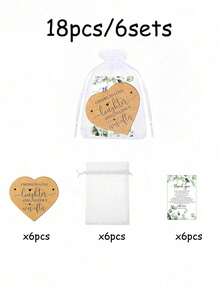1/3/18/36件套婚礼宾客礼品心形杯垫，含收纳袋和感谢卡，适合婚礼派对或周年纪念日，散装心形杯垫、感谢卡、丝绸袋婚礼回礼 - 多色 - 查看 13