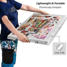 2-In-1 Oversized Puzzle Board Stand & Organizer, 6 Sorting Drawers Felt Mat For 1000+ Piece Puzzles, Portable & Foldable Design - Grey - View 7