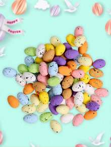 100pcs Easter Eggs, Colorful Foam Eggs For DIY Wreath Decoration, Spotted Eggs, Realistic Chicken Eggs (Assorted Styles And Colors) - Multicolor - View 11