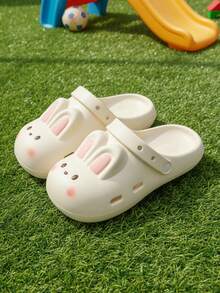 Teenagers' Cartoon Rabbit Hollow Sandals, Thick Sole Soft Comfortable Closed-Toe Beach Clogs, Summer - White - View 2