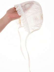 TUTUYA Infant Princess Hat, Soft & Breathable Fabric, 3D Floral Embroidery & Ruffled Trim Lightweight Baby Hat - Beige - View 14