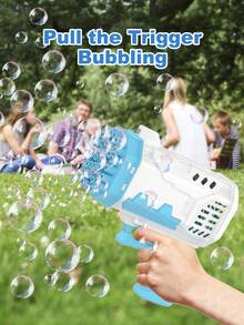 Kids Interesting Handheld Gatling Bubble Gun, Electric Bubble Blower Gun, Leak-Proof Bubble Shooter With LED Lights, Suitable For Children, Adults, Outdoor Parties, Weddings (Batteries And Bubbles Not Included) - Multicolor - View 5