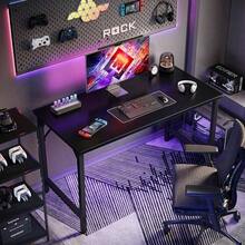 80 Computer Desk, Small Home Office Desk Study Writing Table Small Spaces, Simple PC Gaming Desk, Adjustable Feet, Black - 80 cm + Black - View 7