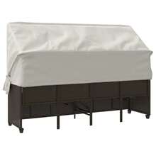 vidaXL Sun Lounger With Canopy And Cushion Brown Poly Rattan - B - View 8