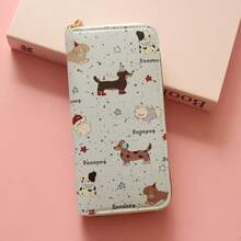 1个可爱狗狗印花长链钱包，大容量学生零钱包 - 彩色 - 查看 3