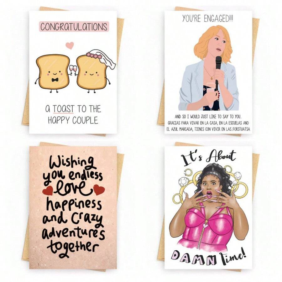 1 Pc Wedding Card, Congratulations Card, Toast, Happy Couple (Including Envelope), Small Business Supplies, Thank You Card, Birthday Gift, Card, Unusual Items, Gift Card - Single Piece - View 1