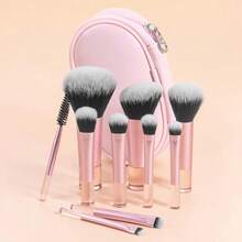 Kit Of 10 Mini Makeup Brushes With Case – Portable For Travel/ Short Handles, Multicolor/ Daily And Professional Use - Random - View 8